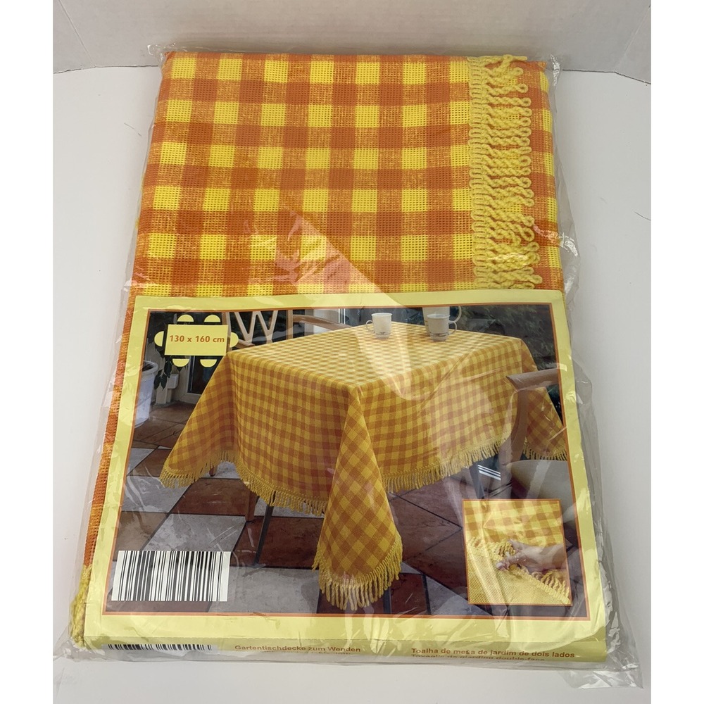 Reversible Garden Tablecloth German Knopped Surface 103cm By 160cm Checked